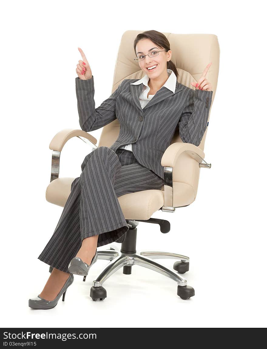 Portrait of a business woman on white background