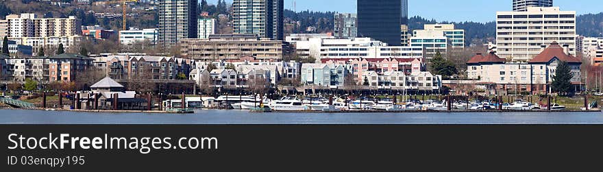 The Waterfront Marina Panorama, Portland Oregon.