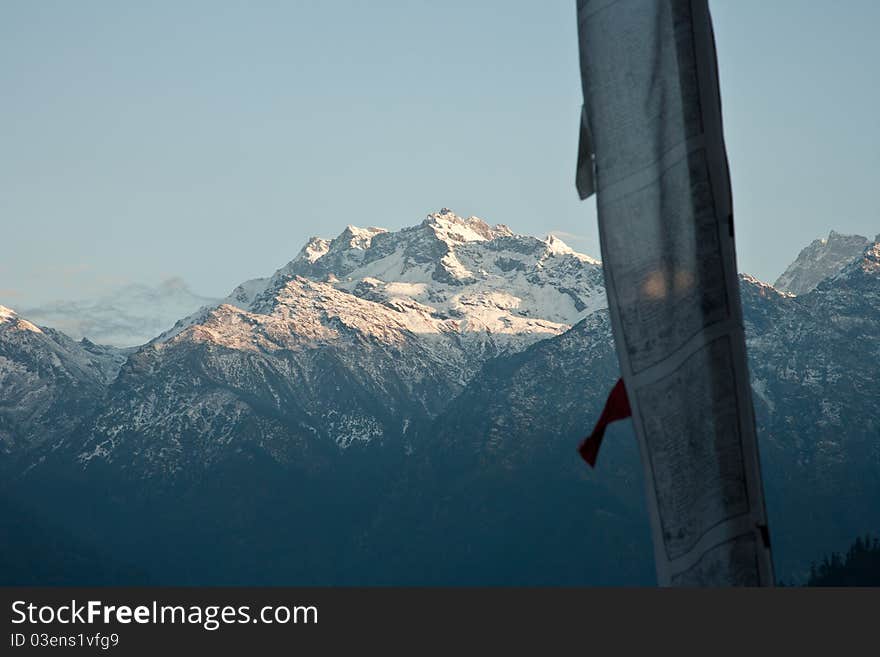 Langtang mountain range in morning sun. Langtang mountain range in morning sun