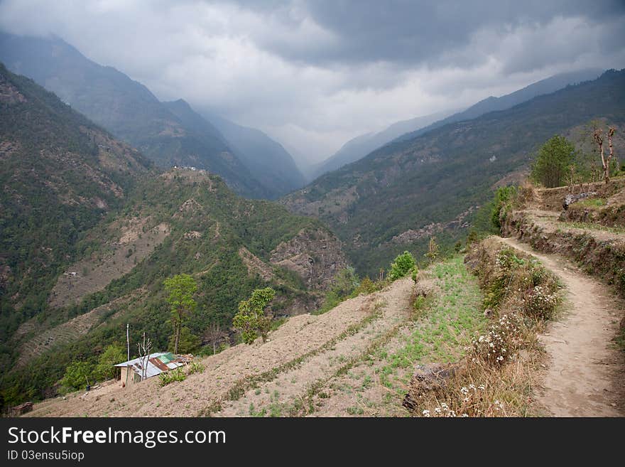 Heavy clouds over mountains in Helambu area, Nepal. Heavy clouds over mountains in Helambu area, Nepal