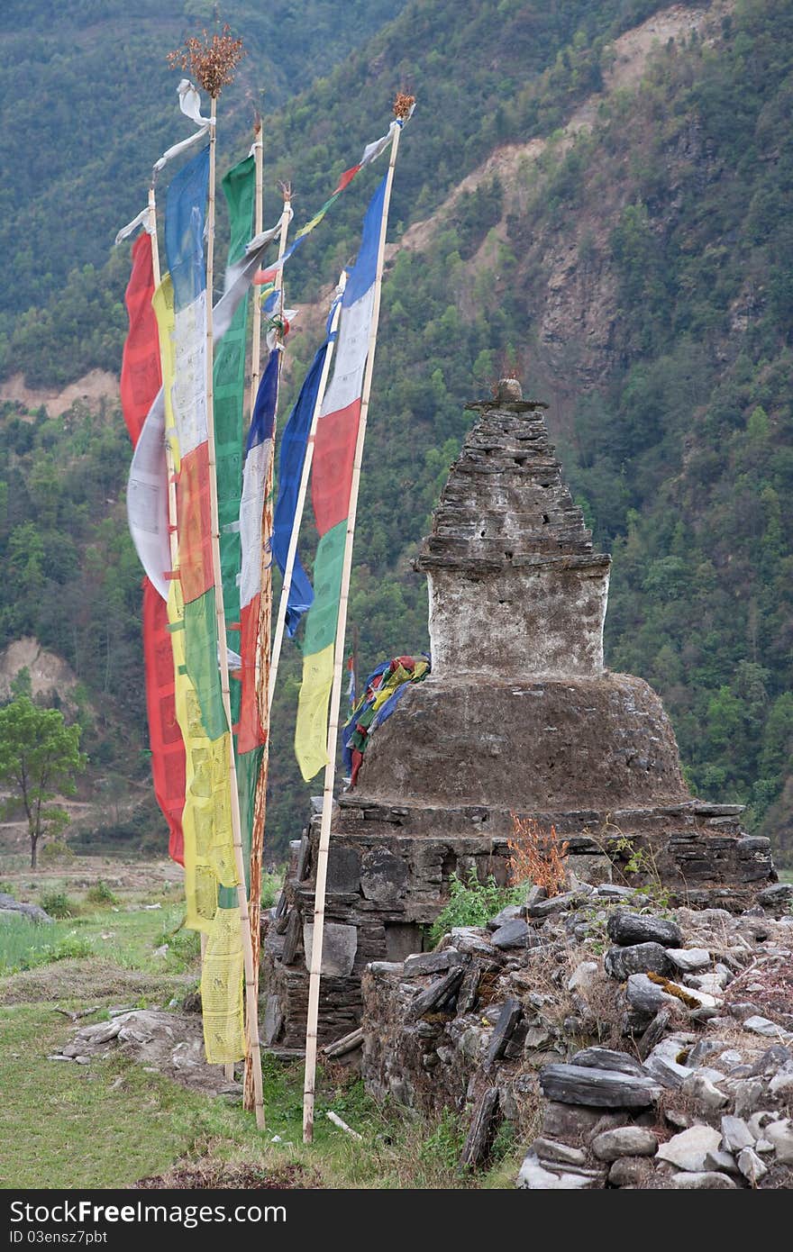 Old stupa in Langtang National Park in Helambu, Nepal