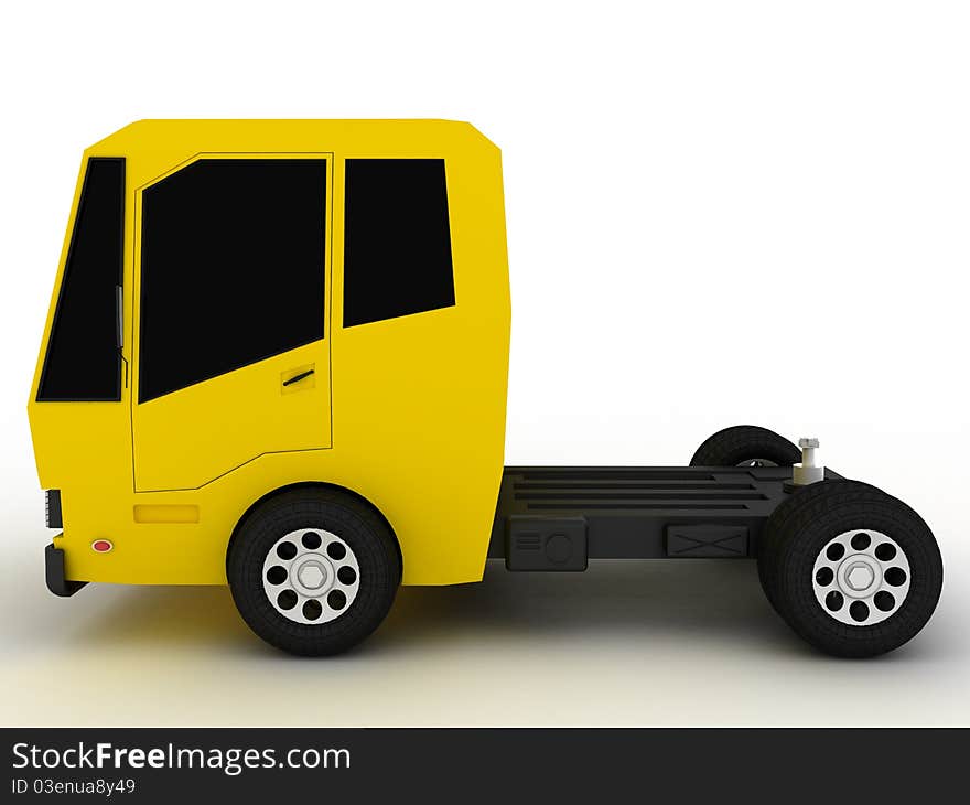 Truck with a yellow roof and black glass on a white background №2. Truck with a yellow roof and black glass on a white background №2