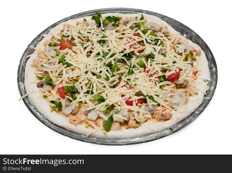 Uncooked vegetarian pizza