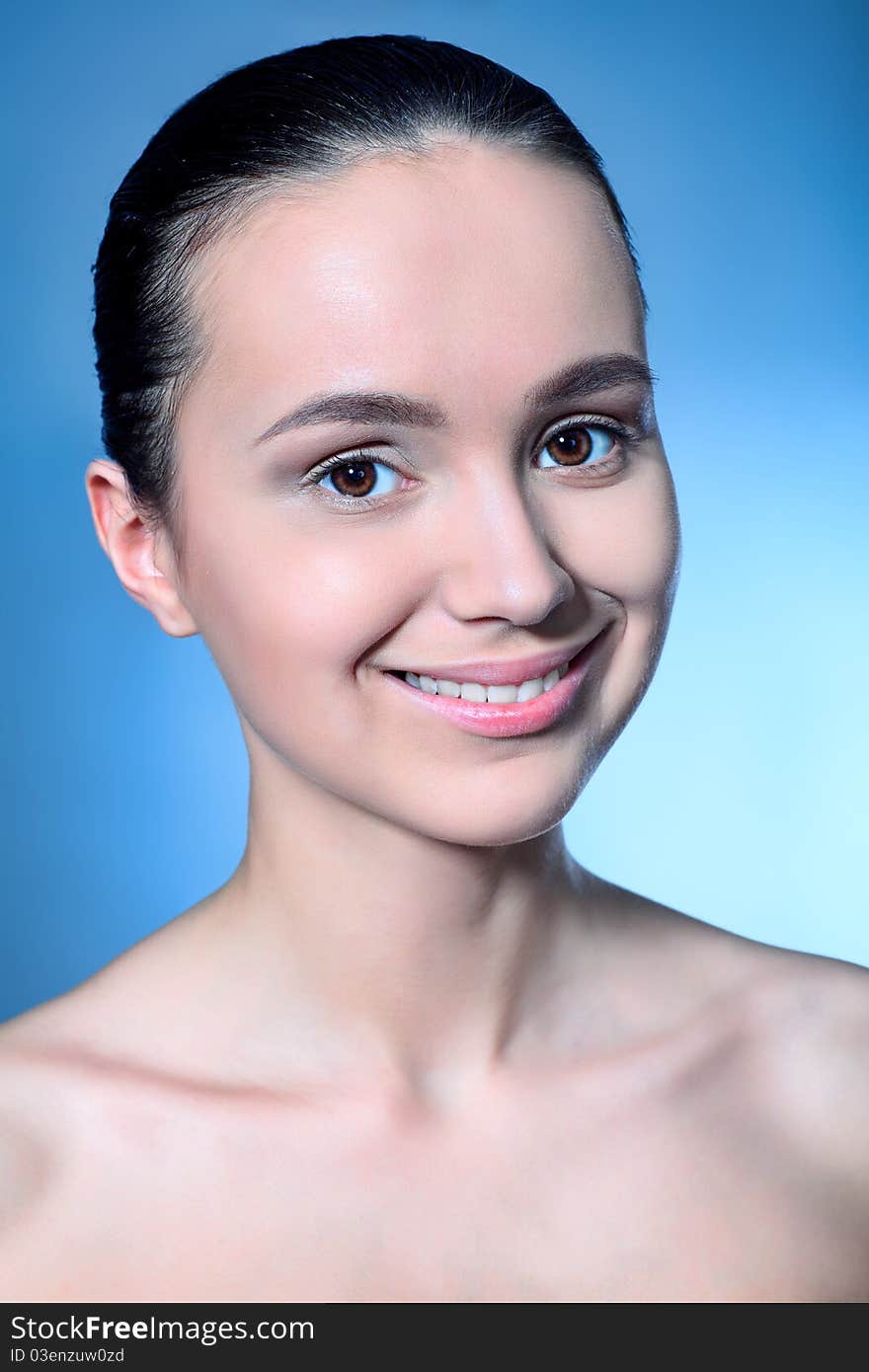 Portrait of beautiful spa girl, with beautiful blue skin . Portrait of beautiful spa girl, with beautiful blue skin .