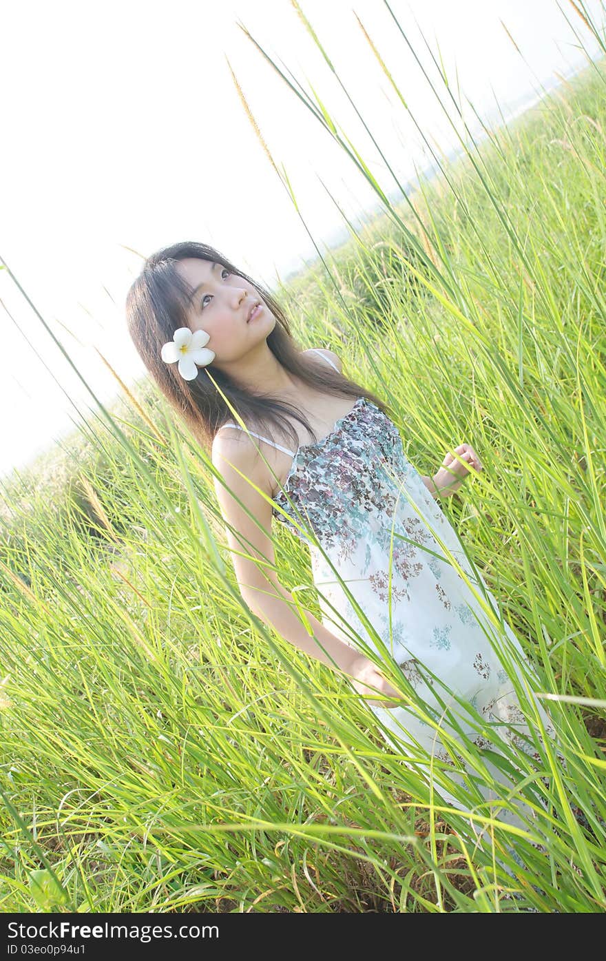 Woman, garden and flower