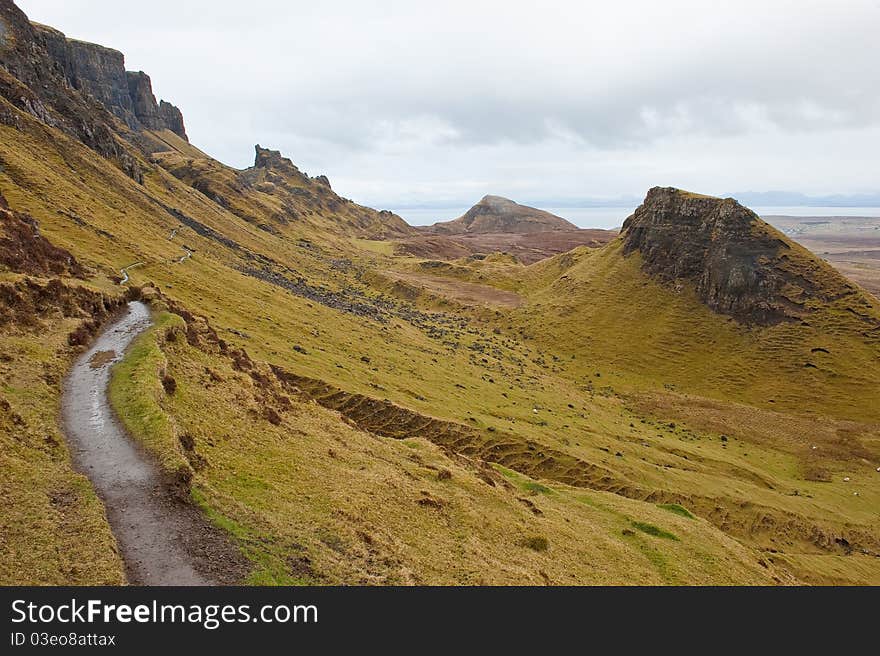 A hiking path on the Isle of Skye in Scotland