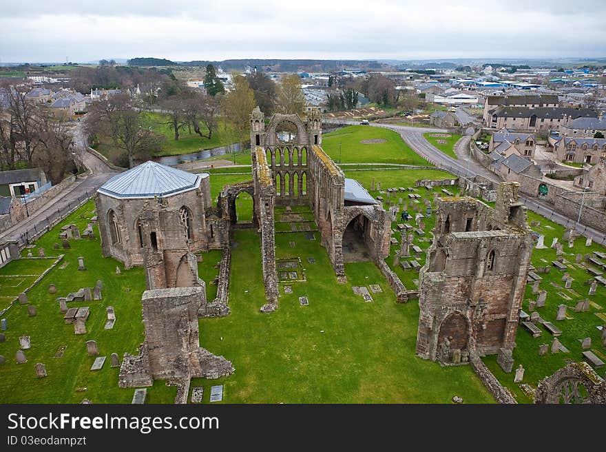 Ruined Elgin Cathedral in northern Scotland