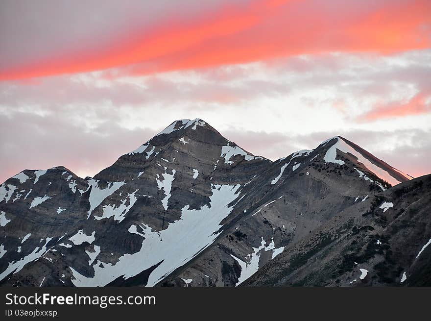 Mt. Nebo peak at sunset.