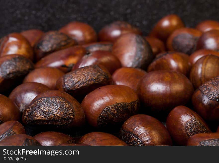 A bunch of roasted chestnut. A bunch of roasted chestnut