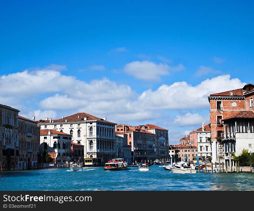 Venice  s Grand Canal with Blue sky