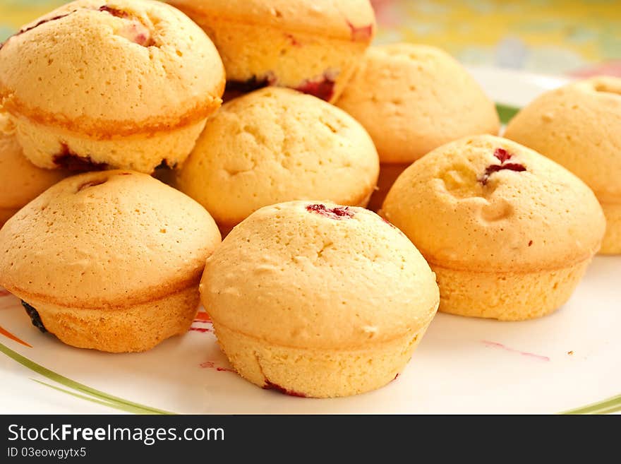 Fresh muffins with fruit filling