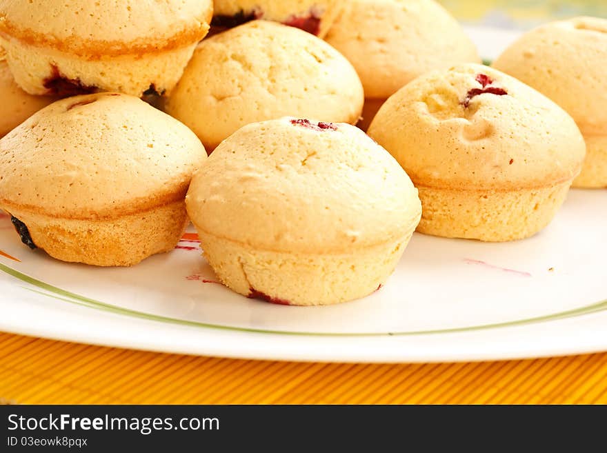 Fresh muffins with fruit filling