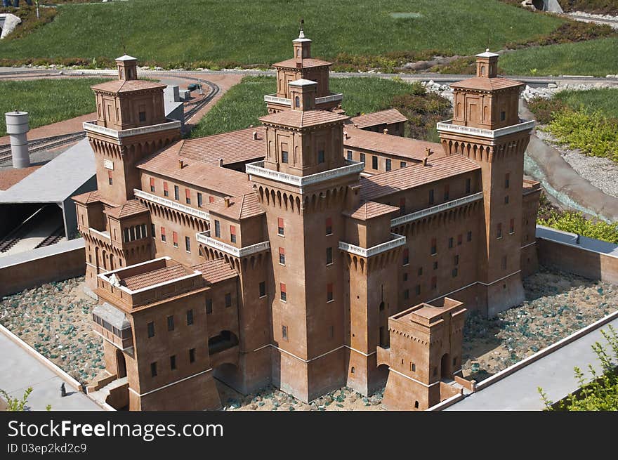 Reconstruction in miniature of an Italian castle. Reconstruction in miniature of an Italian castle