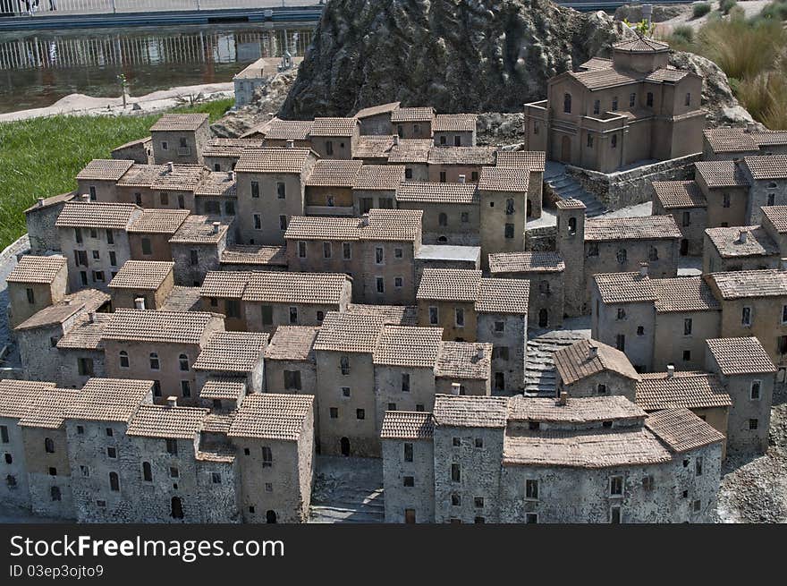 Reconstruction in miniature of a classic Italian village. Reconstruction in miniature of a classic Italian village