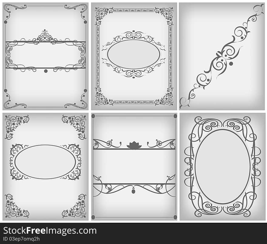 Textile frame in vintage style set