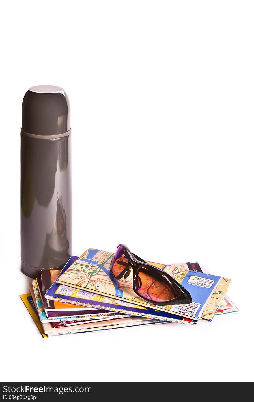 Thermos, Maps And Sun Glasses