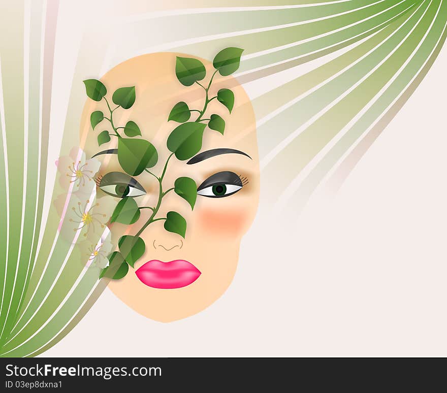 Lady head with abstract make-up on background, vector format. Lady head with abstract make-up on background, vector format