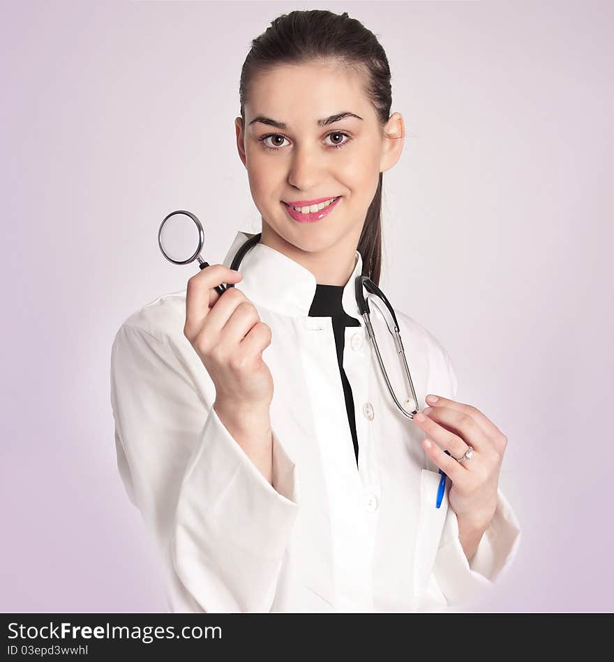 Young female doctor with stethoscope