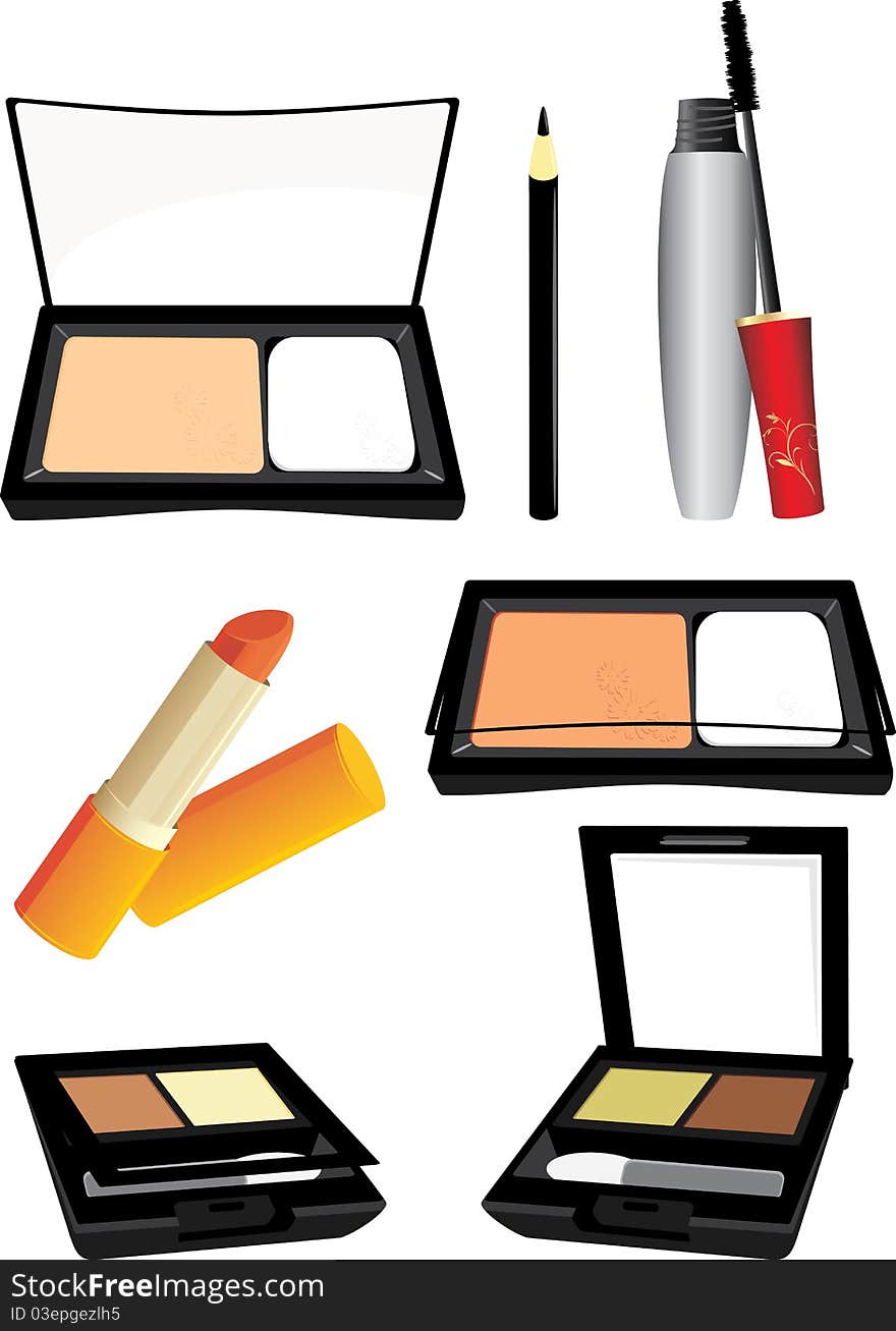 Collection of decorative cosmetic. Illustration