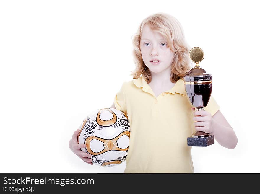 Girl, Football And Cup