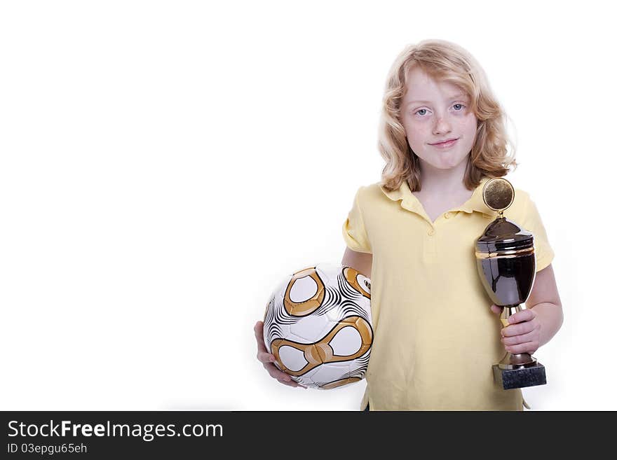 Girl, Football And Cup