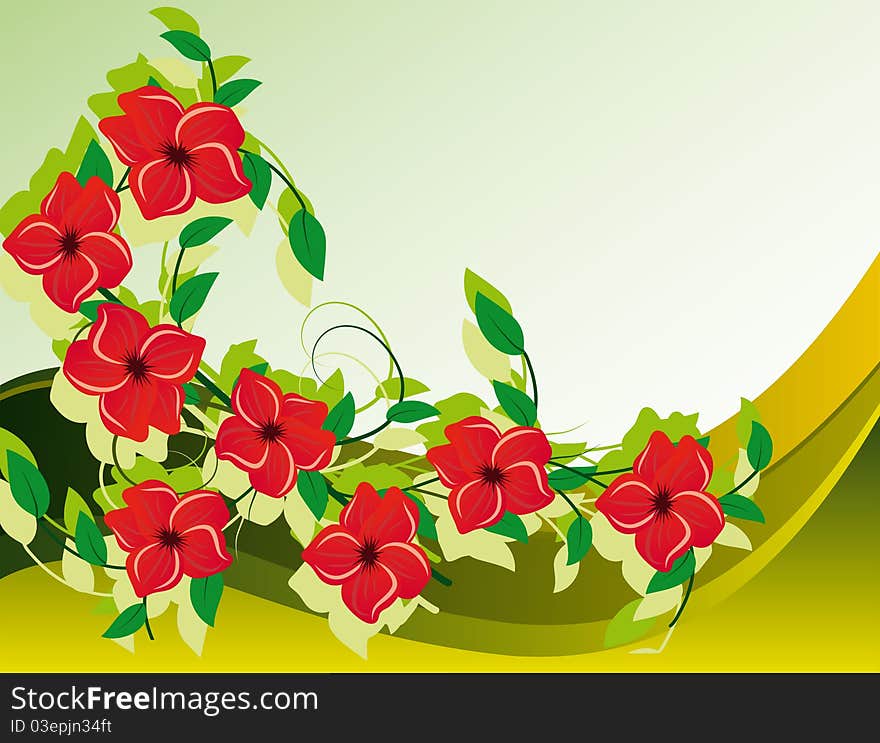 Abstract background with red flower