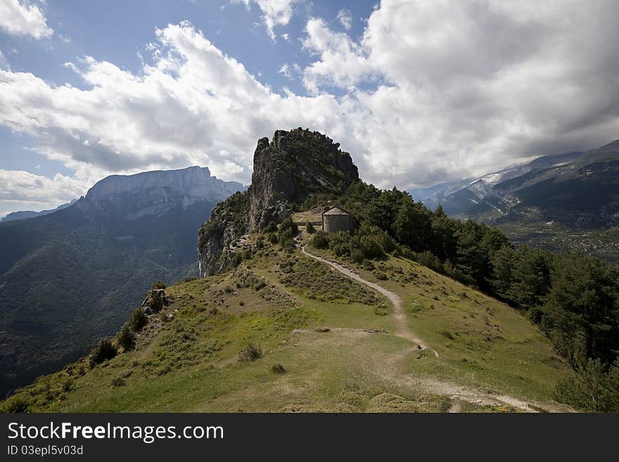 Monastery on mountain in Pyrenees Spain. Monastery on mountain in Pyrenees Spain