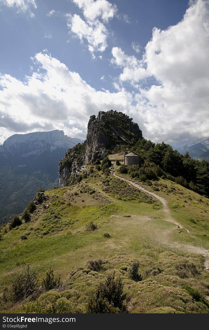 Monastery on mountain in Pyrenees Spain. Monastery on mountain in Pyrenees Spain