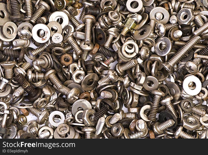 Screws, spacers and nuts mix