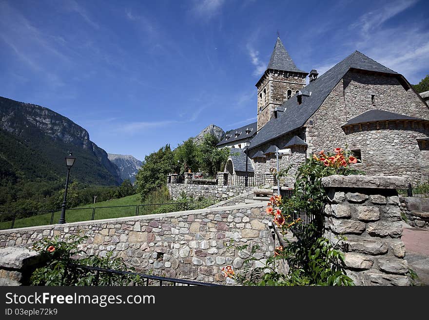 Church in village Plan in Spanish Pyrenees. Church in village Plan in Spanish Pyrenees