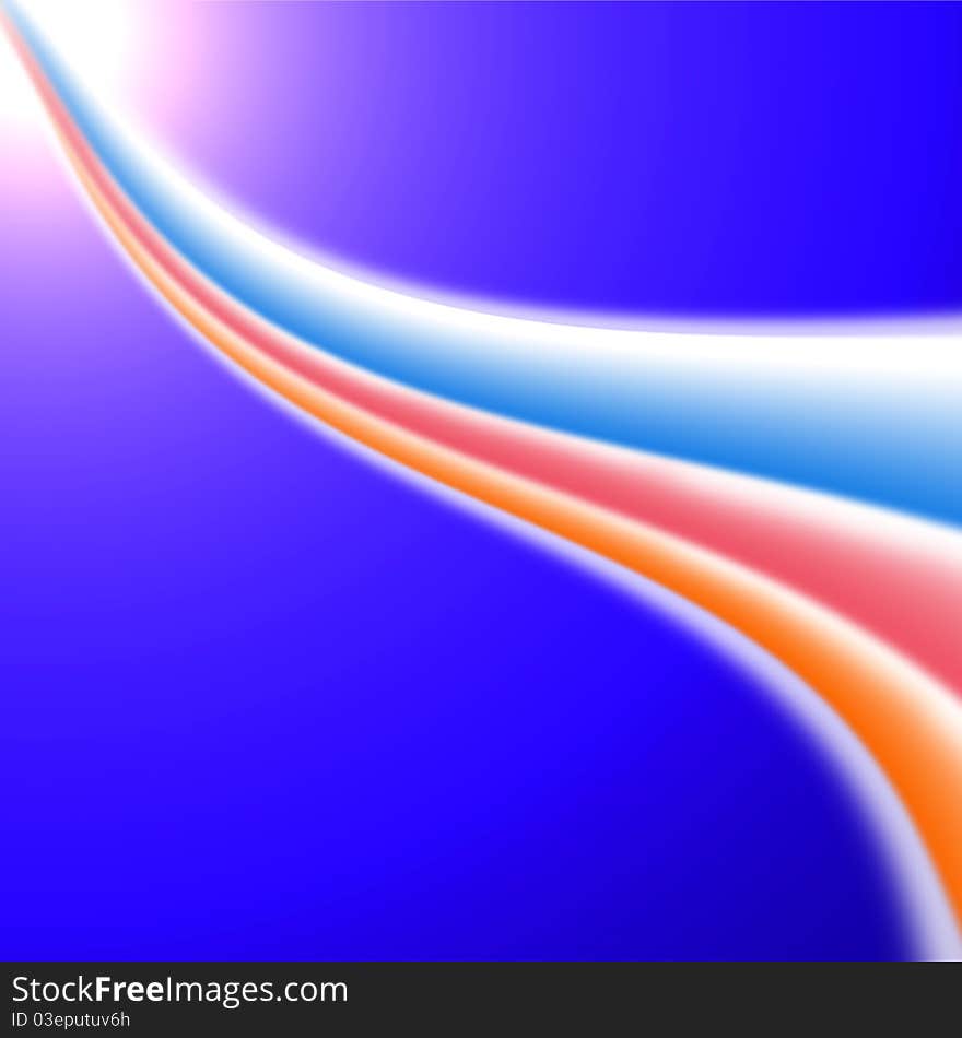 Background illustration - a wave from three colour beams  from the sun. Background illustration - a wave from three colour beams  from the sun