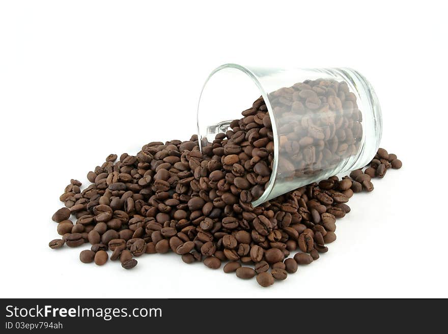 Scattered roasted coffee beans