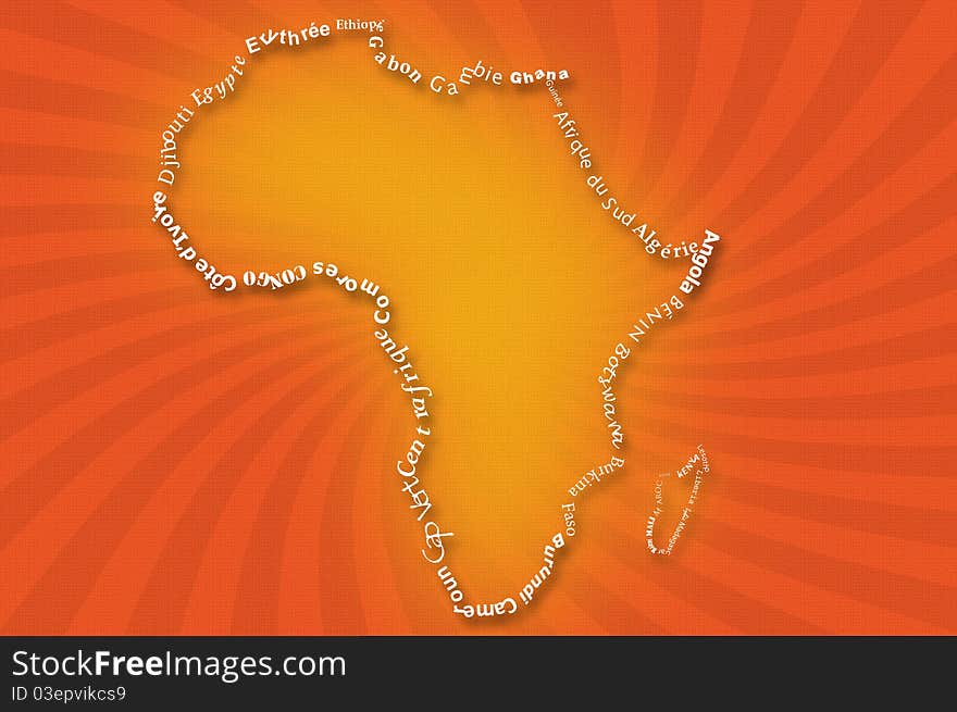 Typograhpy Illustration of africa map. Typograhpy Illustration of africa map