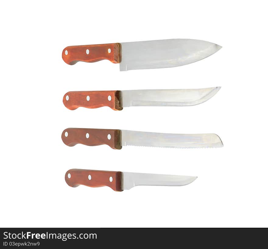 Set of kitchen knives