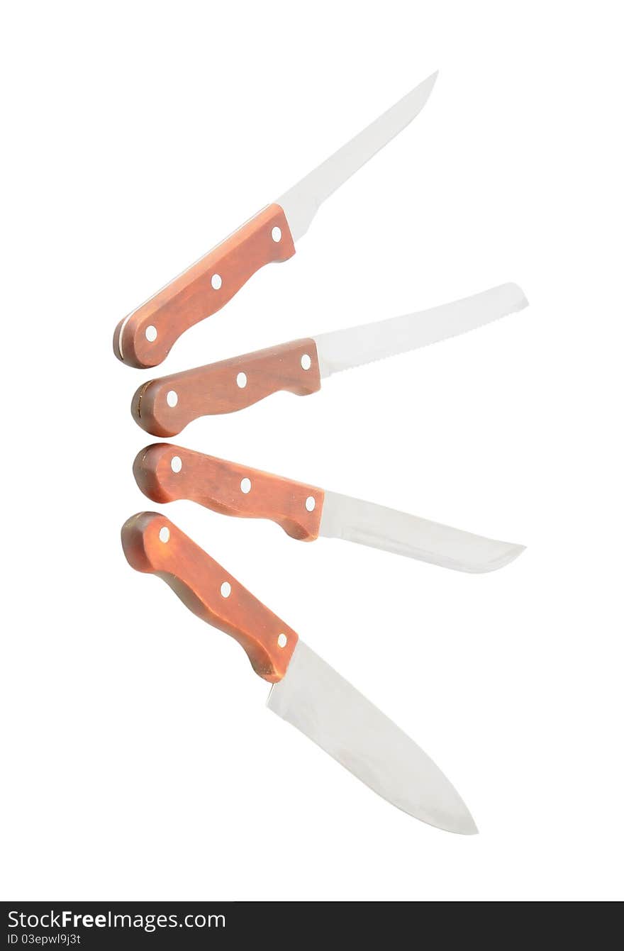 Set of kitchen knives