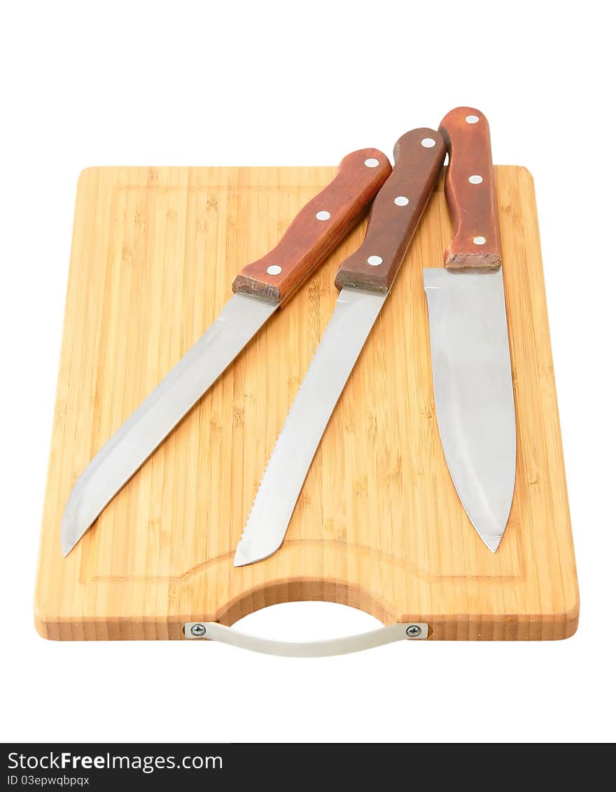 Set of kitchen knives