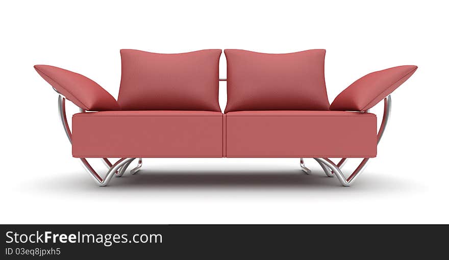 3d pink sofa on a white background. 3d pink sofa on a white background