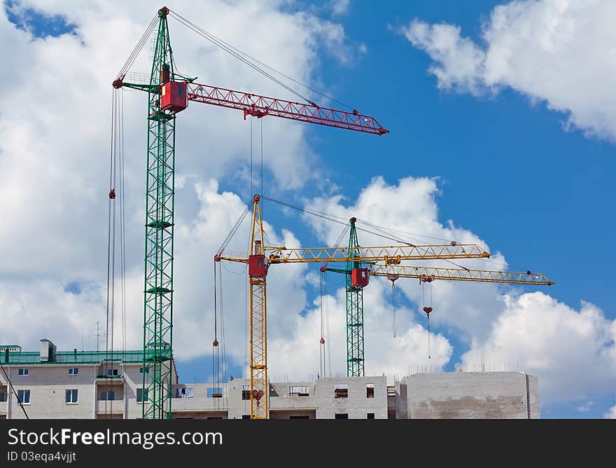 Construction of new brick high-rise building. Construction of new brick high-rise building