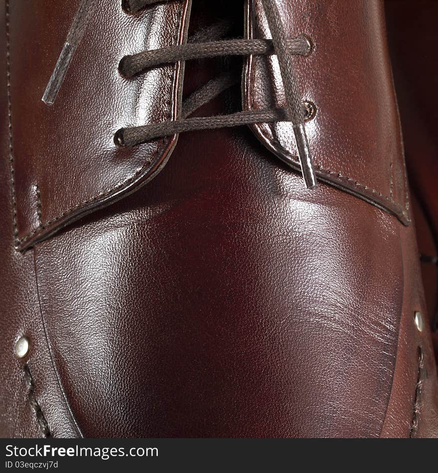 Closeup on a shoe cabedal