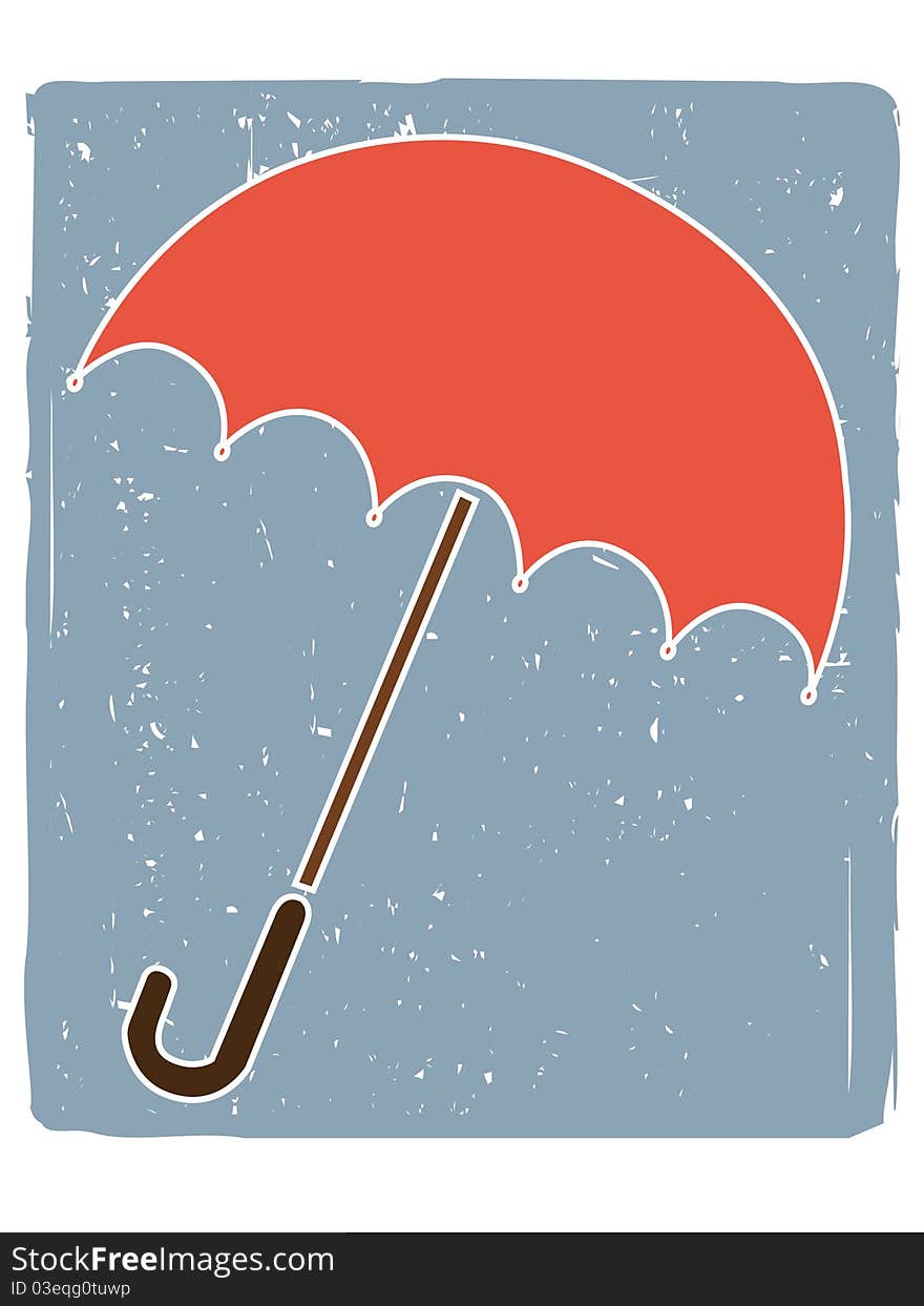 Simple angled umbrella icon grungy white scratchs