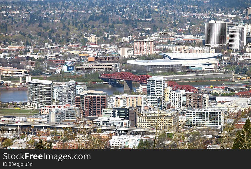 The Broadway bridge & Blazer stadium, Portland OR.