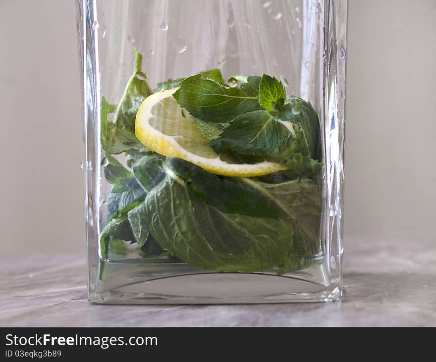 Cooking with lemon mint drink. Cooking with lemon mint drink