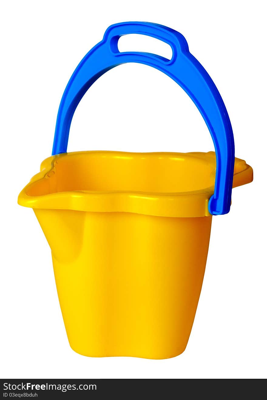 Children s yellow bucket isolated