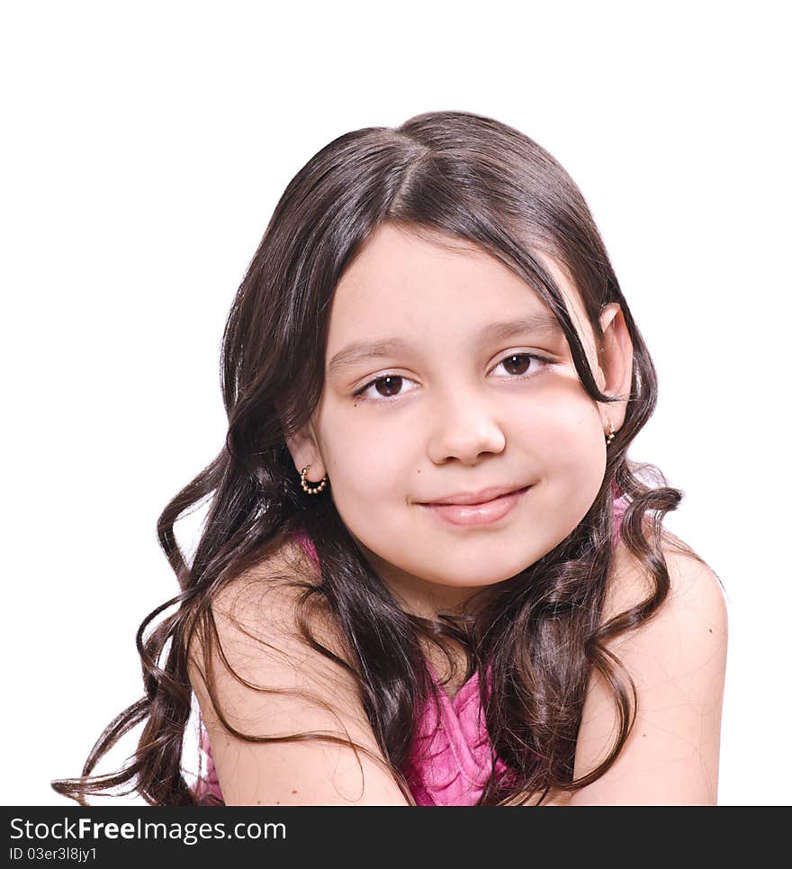 Portrait of a pretty girl on a white background