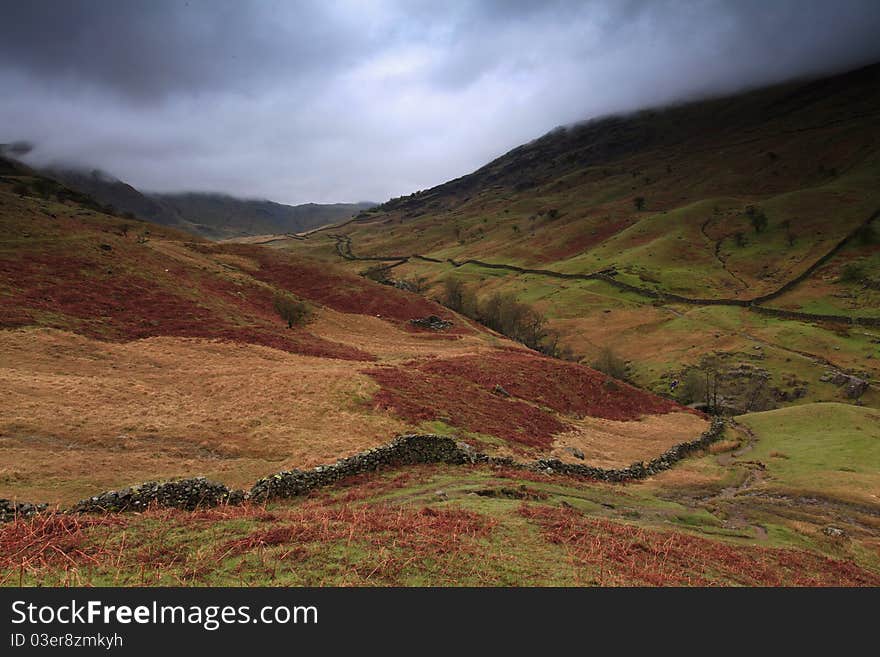 The landscape of the lake district, England. The landscape of the lake district, England