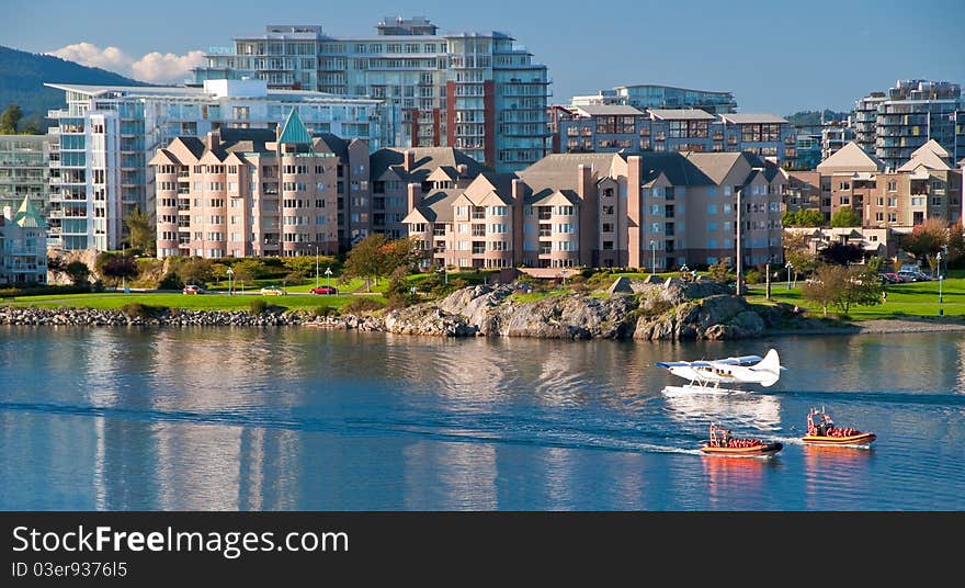 Fragment of busy harbor at downtown of Victoria, Canada. Fragment of busy harbor at downtown of Victoria, Canada.