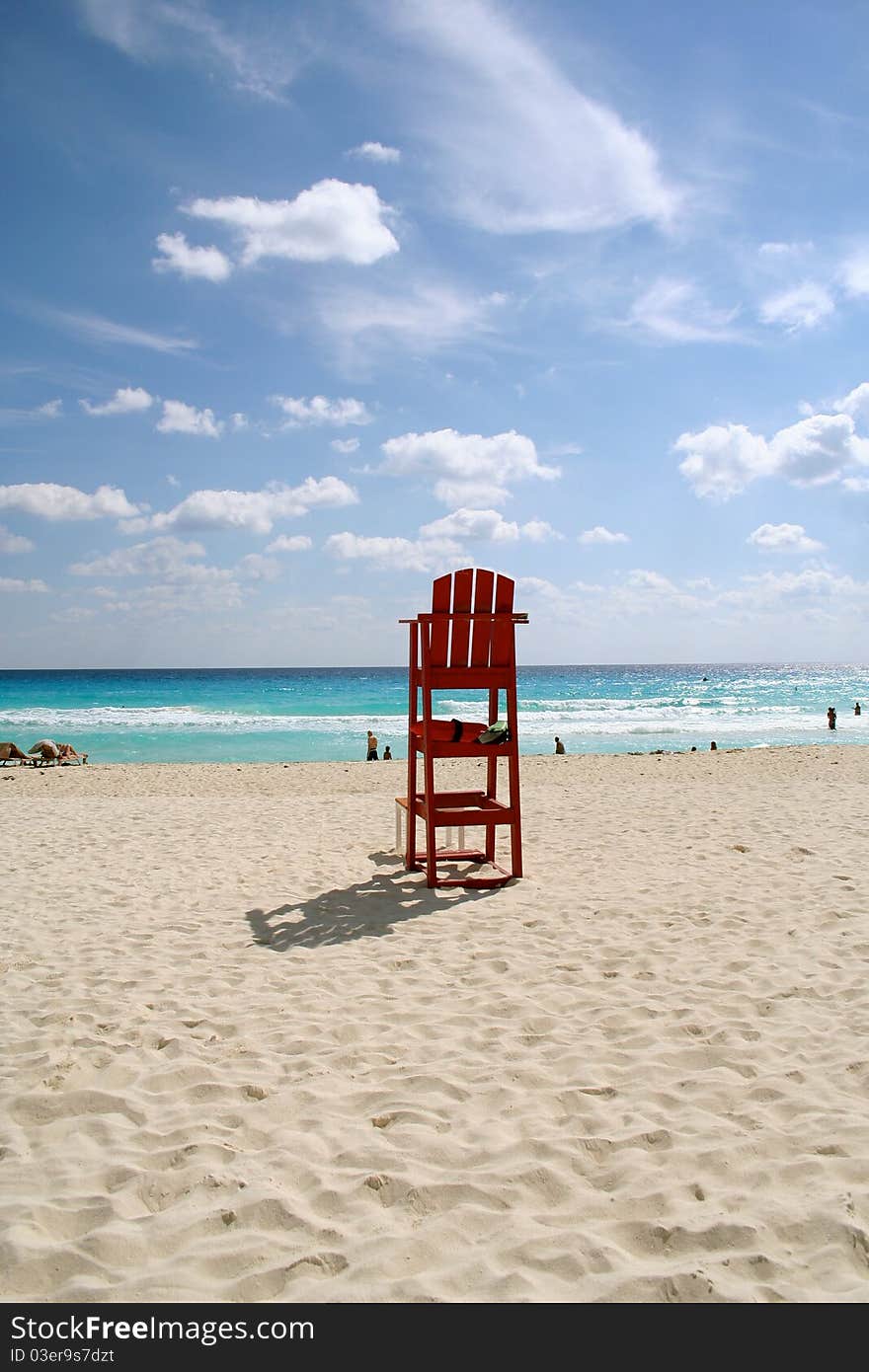 Red lifeguard chair