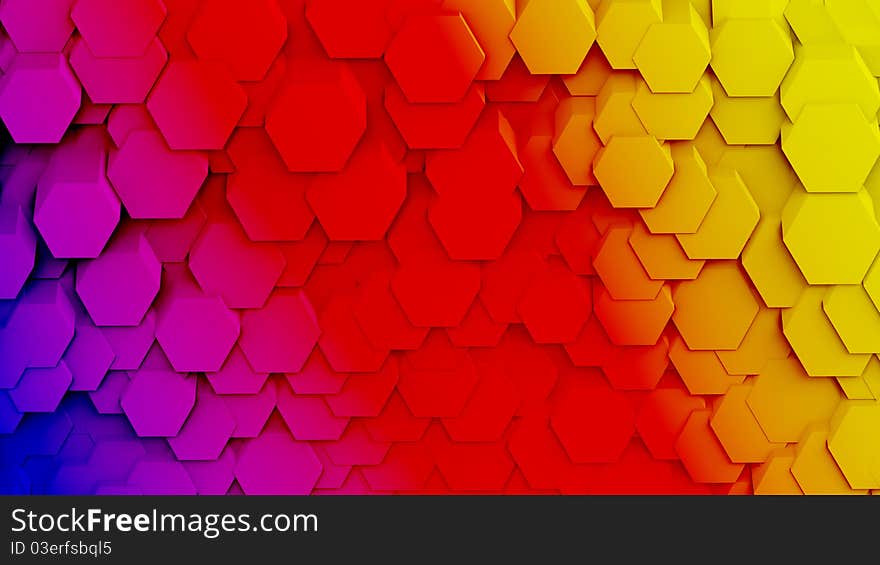 Colorful honeycomb stacked patterns background computer rendering. Colorful honeycomb stacked patterns background computer rendering