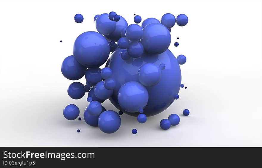 Packed blue plastic spheres isolated on white background. Packed blue plastic spheres isolated on white background