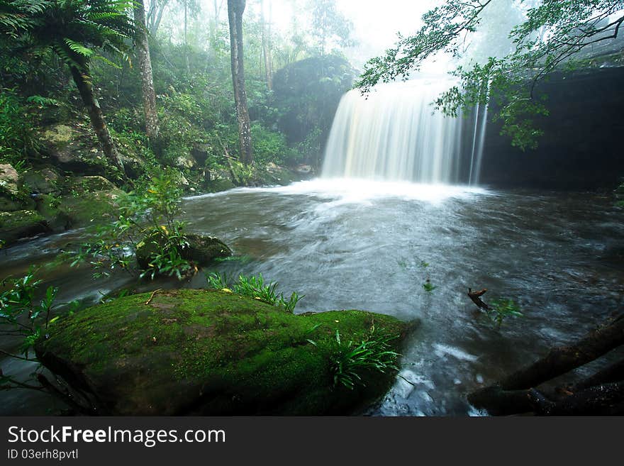 The waterall in forest on rainy season. The waterall in forest on rainy season.